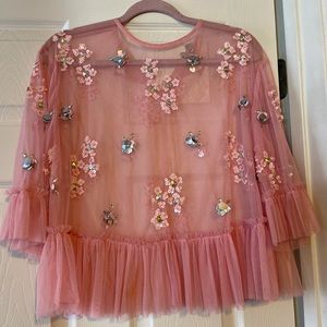 Pink Sheer Sparkly Top